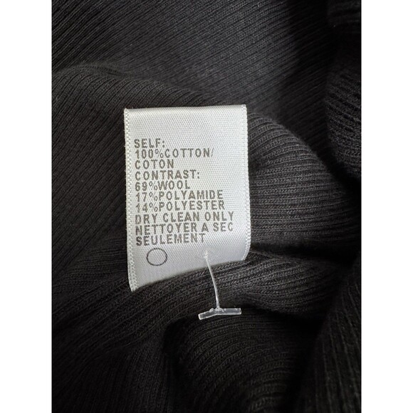 James Perse Double Breasted Cotton Pea Coat Jacket Size 2 USA Wool Blend Black - Picture 14 of 16